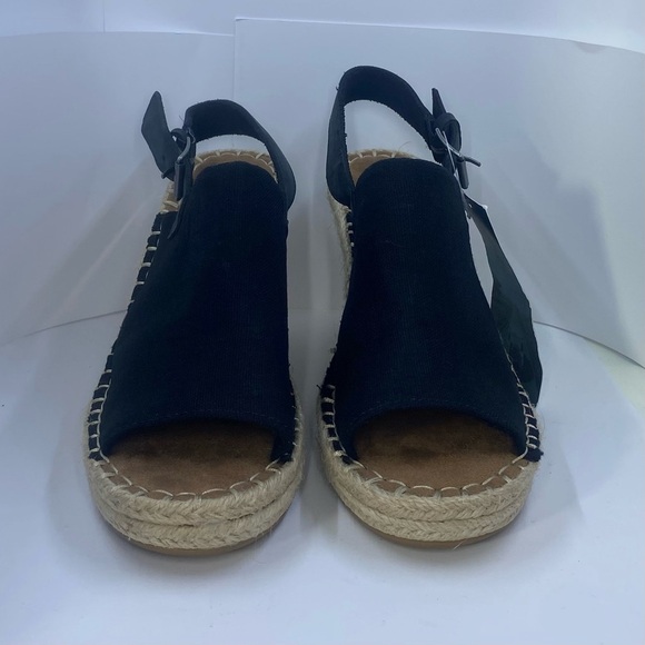 Black Tom’s Espadrille Wedge Shoes with Slingback Size 7W - Picture 4 of 10
